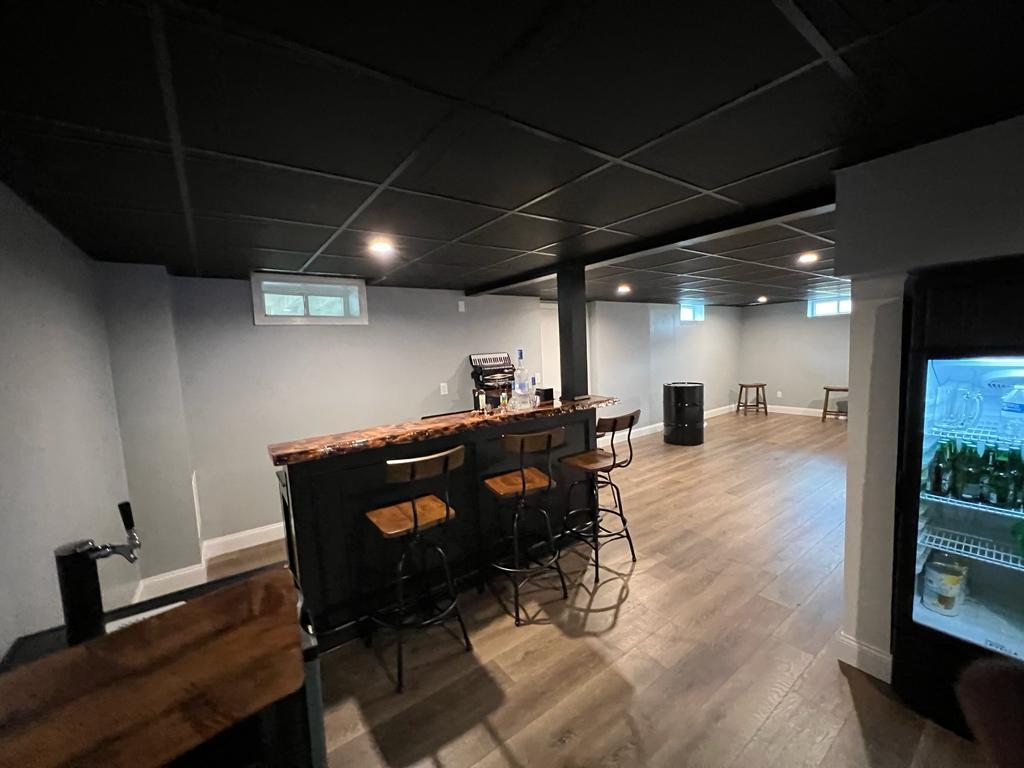 bar drop ceiling black design, pub ceiling installation